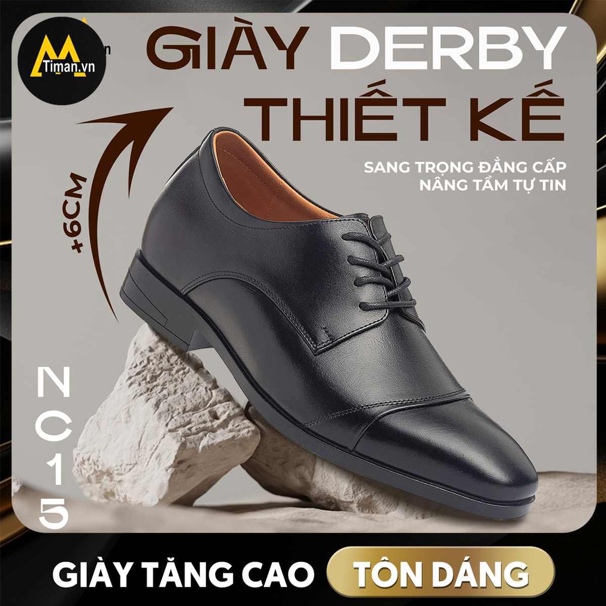 Giày Derby Nam NC15 đế độn tại Timan