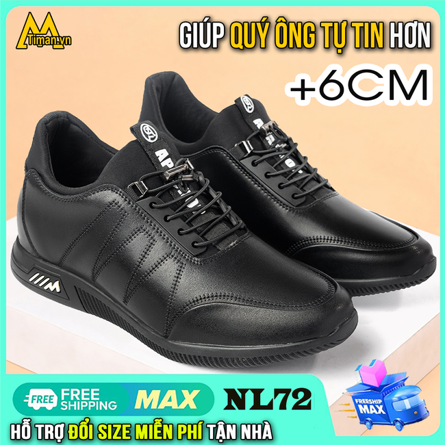 Mẫu giày da bò thể thao nam NL72 tăng chiều cao 6cm