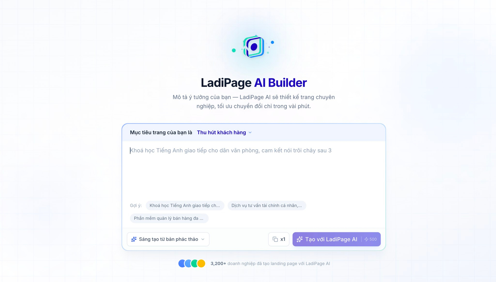 Ứng dụng LadiPage AI Builder