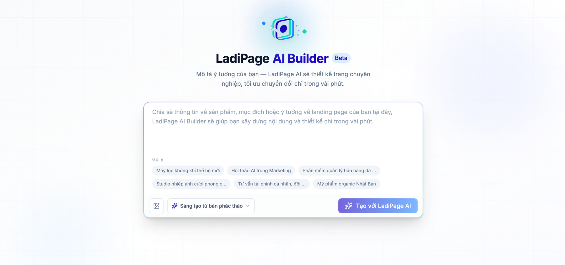 Tạo & Tối ưu Landing page nhanh chóng với LadiPage AI Builder