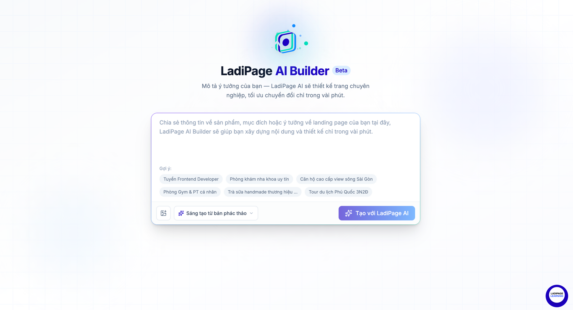 LadiPage AI Builder - Tạo Landing page nhanh hơn với AI