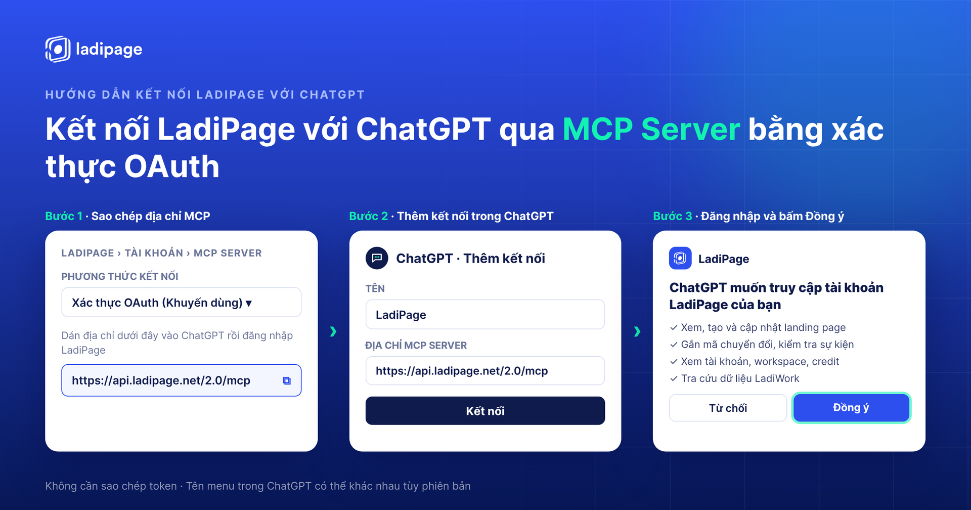 Cách kết nối LadiPage với ChatGPT qua MCP Server bằng xác thực OAuth