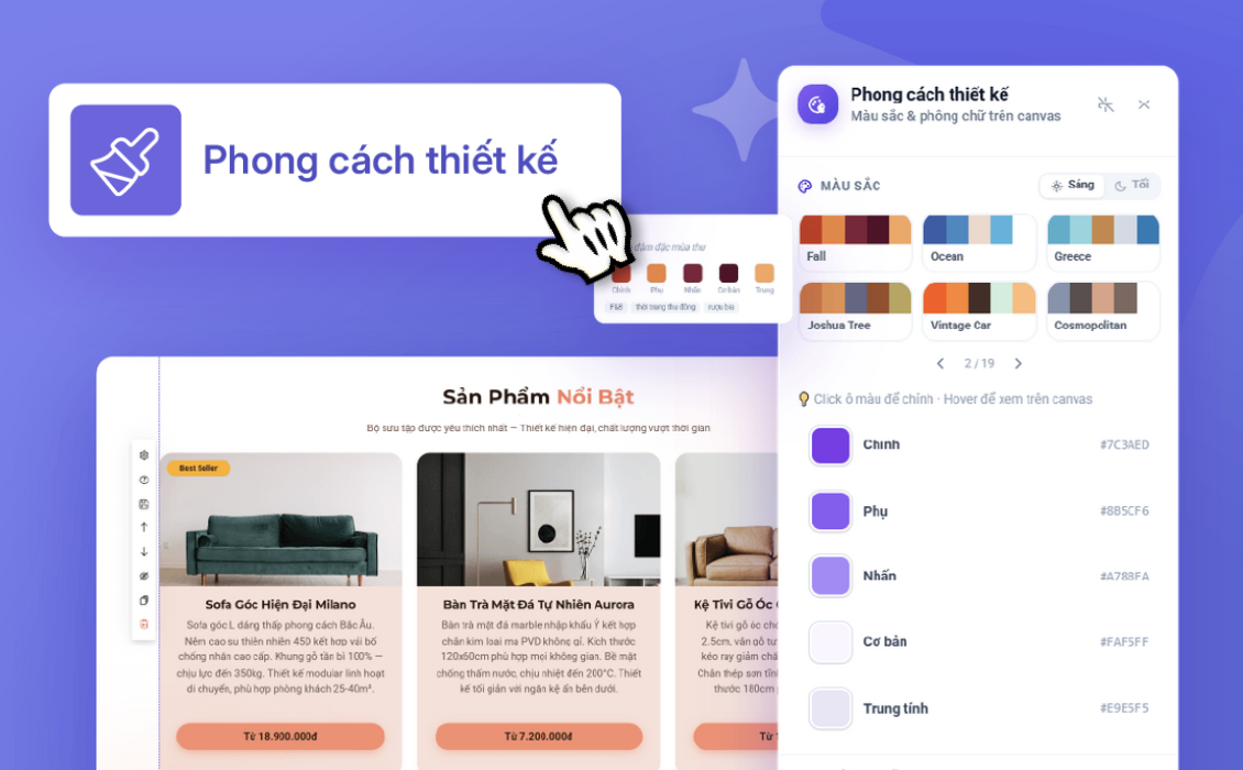 Phong cách thiết kế - Đổi toàn bộ giao diện Landing page chỉ với một click