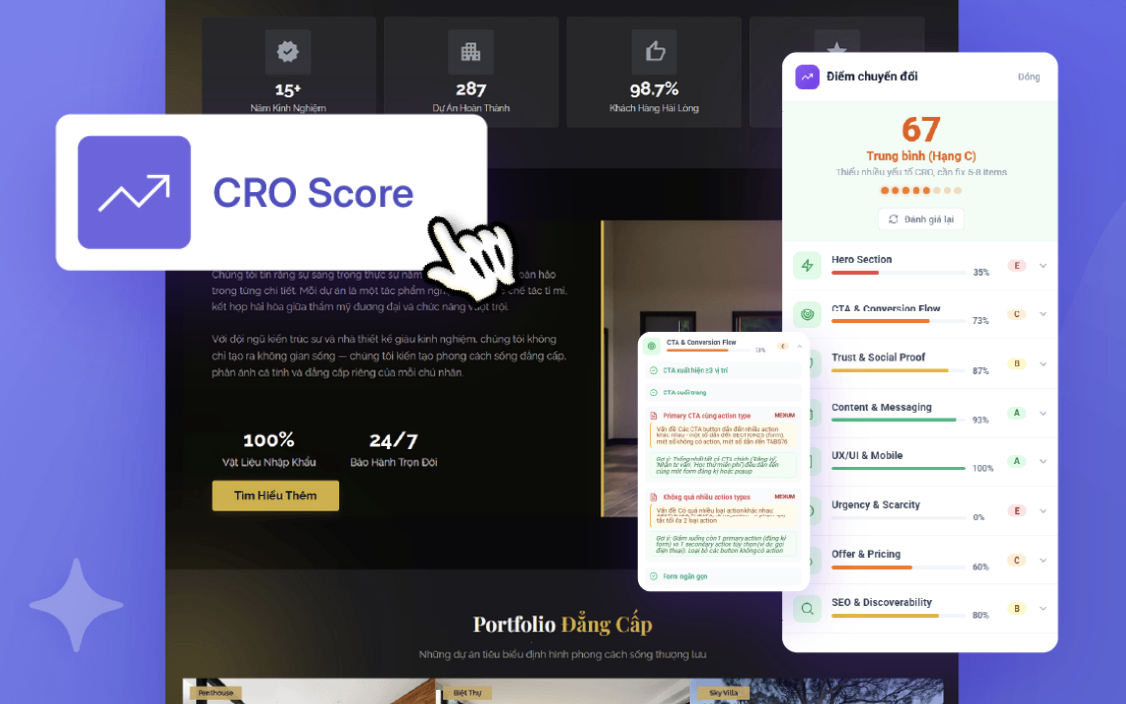 CRO - Chấm điểm & gợi ý tối ưu Landing page ngay