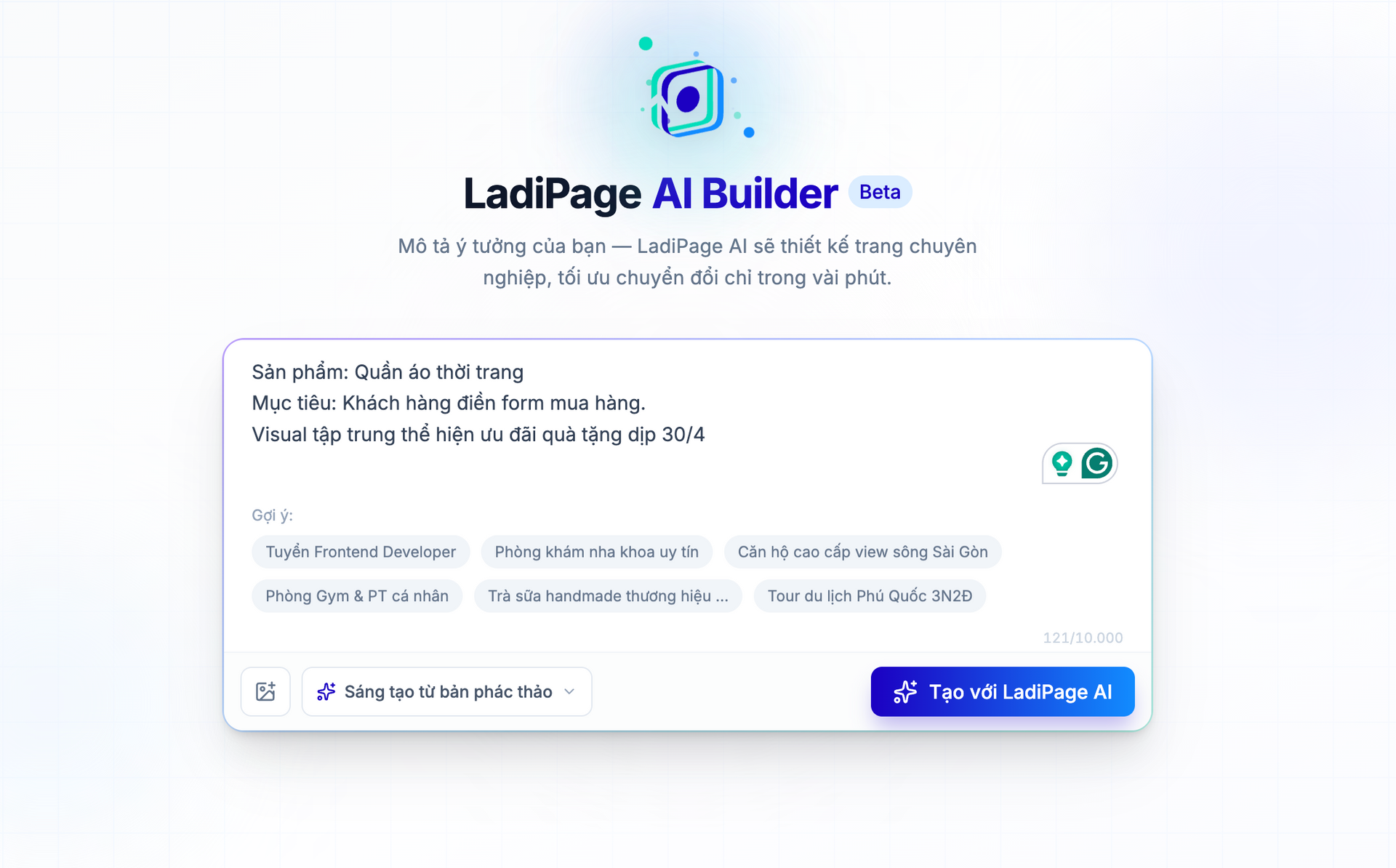 Tạo Landing Page cho bán hàng với AI