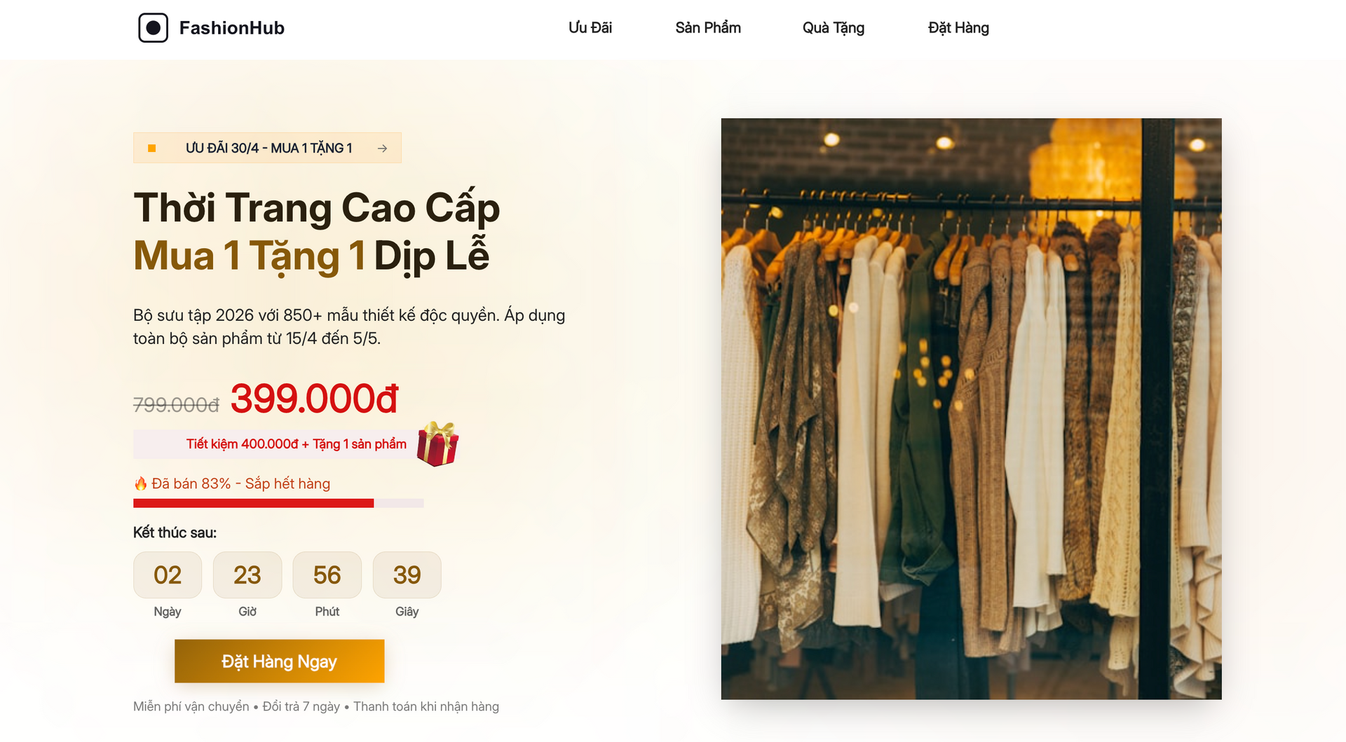 Landing page tạo ra bằng AI