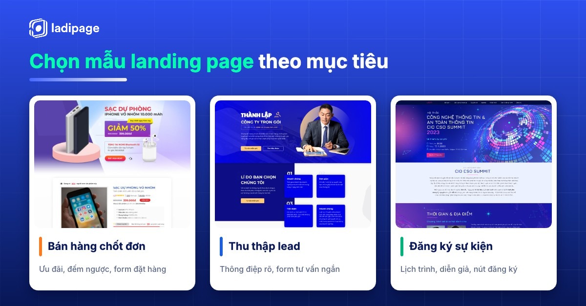 Chọn mẫu landing page bán hàng theo mục tiêu chiến dịch Chọn mẫu landing page bán hàng theo mục tiêu chiến dịch