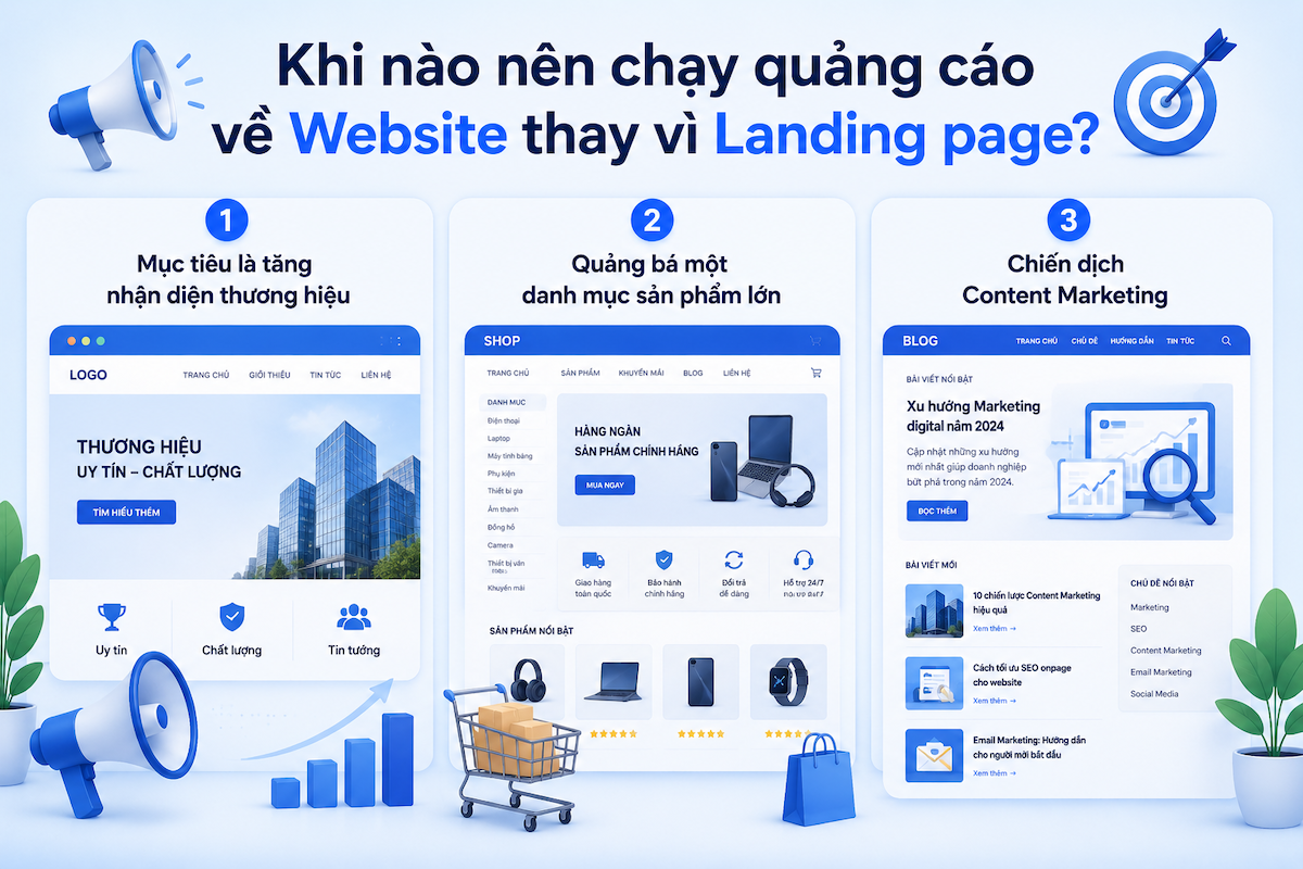 Khi nào nên chạy quảng cáo về Website thay vì Landing page?