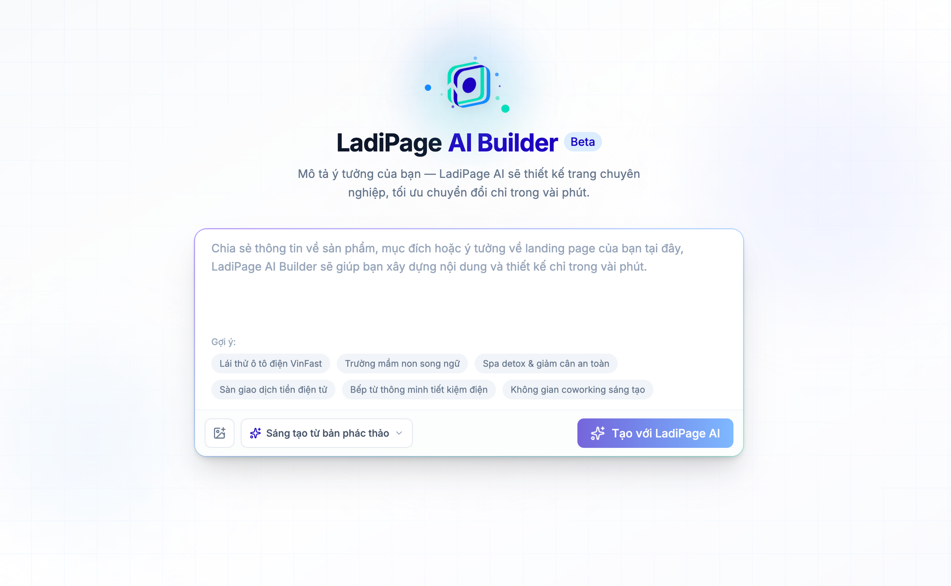 Ứng dụng LadiPage AI Builder