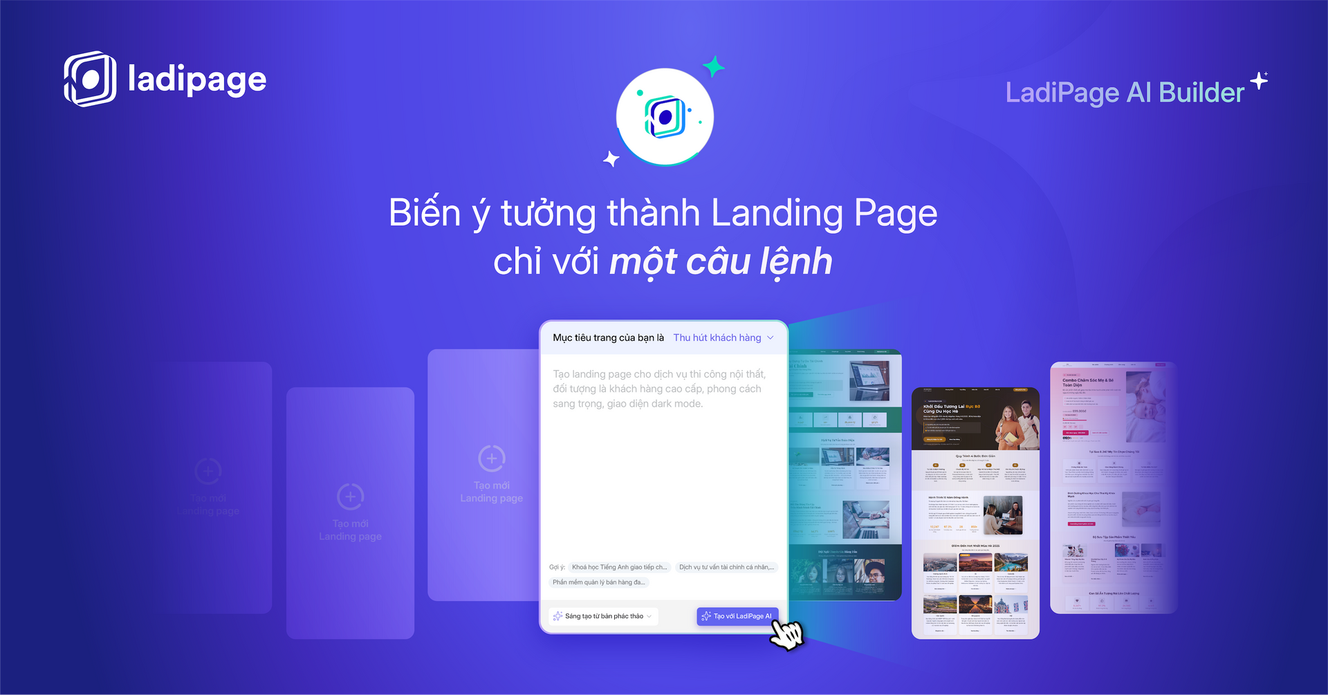 Biến ý tưởng thành Landing page hoàn chỉnh với LadiPage AI Builder