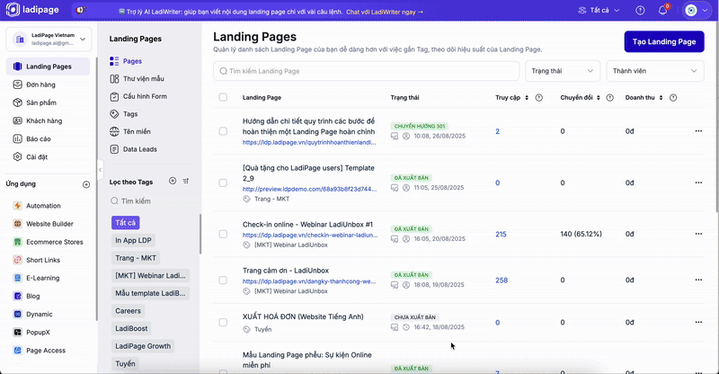 Tạo Landing Page trên LadiPage