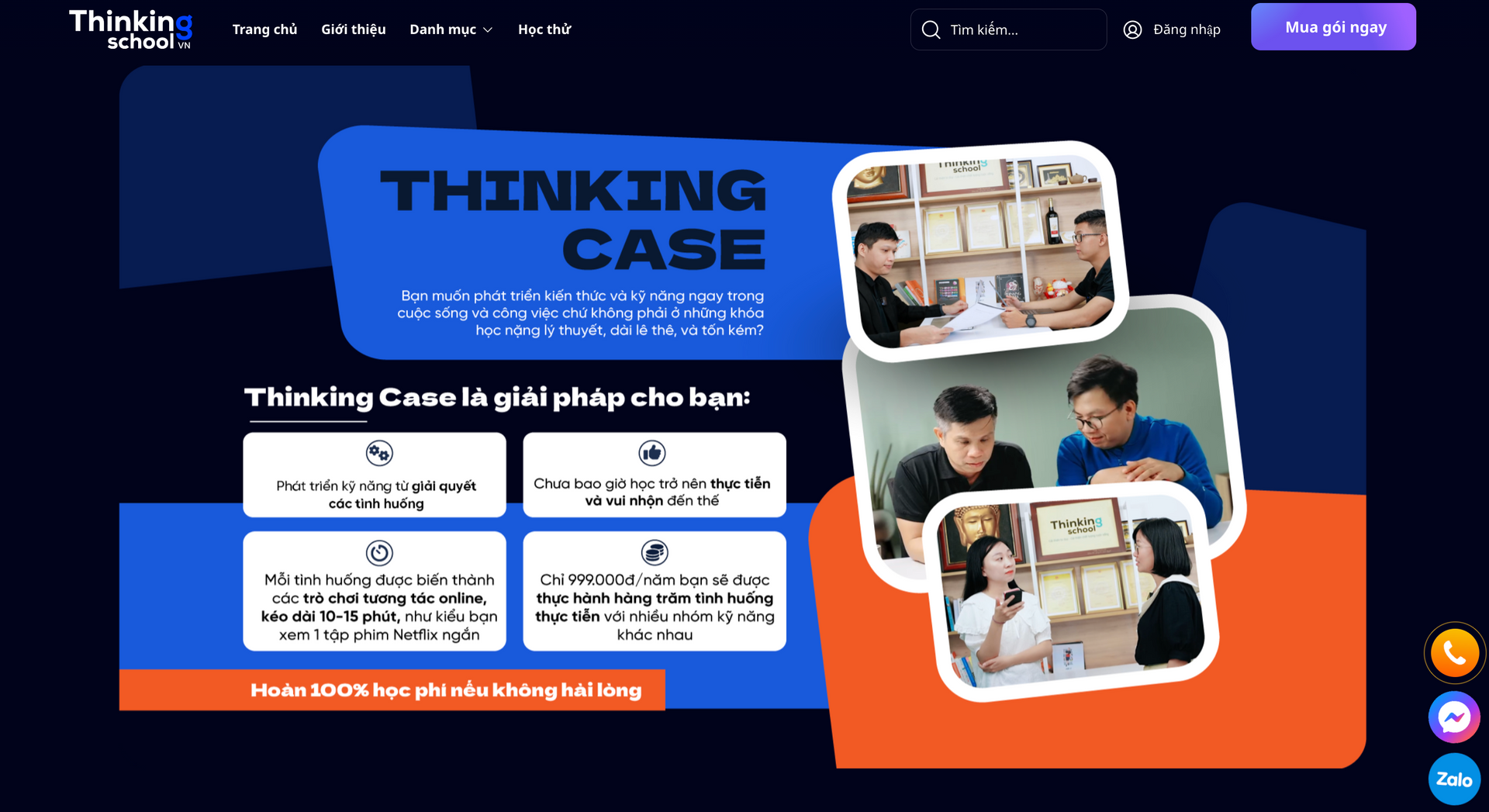 Thinking School sử dụng nền tảng LadiPage thiết kế Landing page khóa học nhanh chóng và thuận tiện