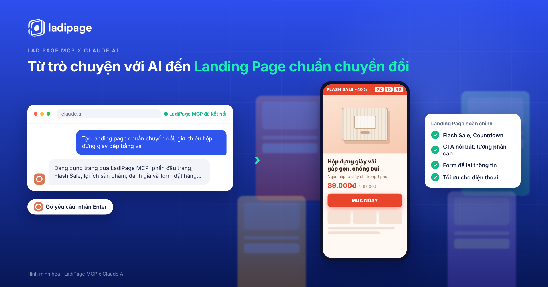 Tích hợp LadiPage với Claude AI: từ trò chuyện với AI đến landing page chuẩn chuyển đổi