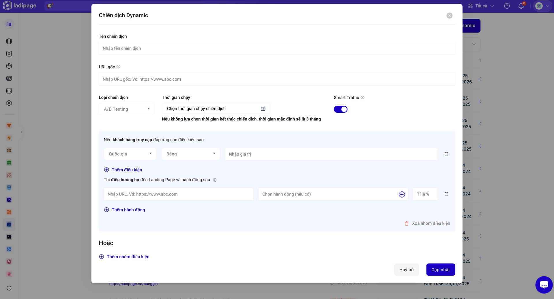 Tính năng LadiPage Dynamic - Tạo chiến dịch A/B Testing thông minh