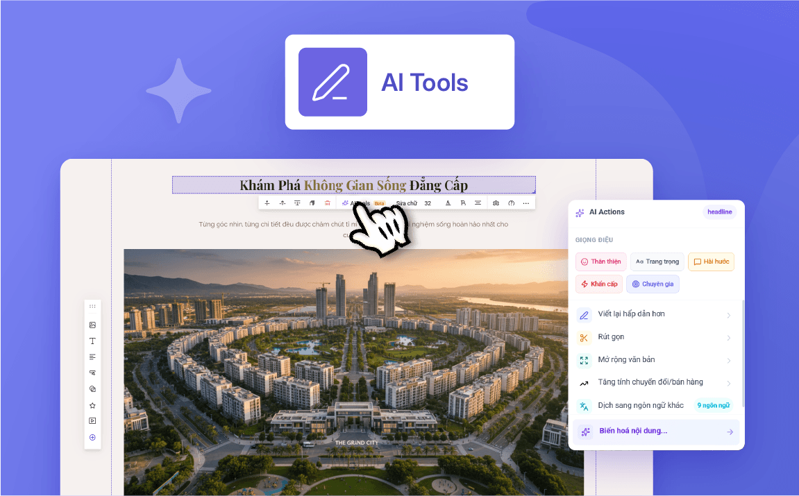 AI Tools - Tính năng tạo nội dung Landing page tích hợp ngay trên nền tảng LadiPage AI Builder