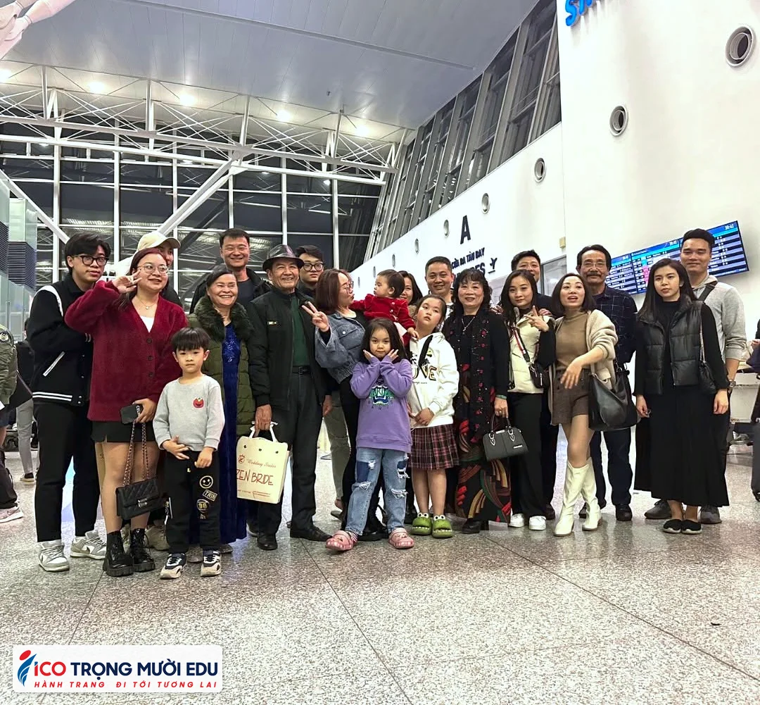 Hình ảnh tiễn bay và hành trình xuất cảnh của học viên Trọng Mười Edu/ICOEURO
