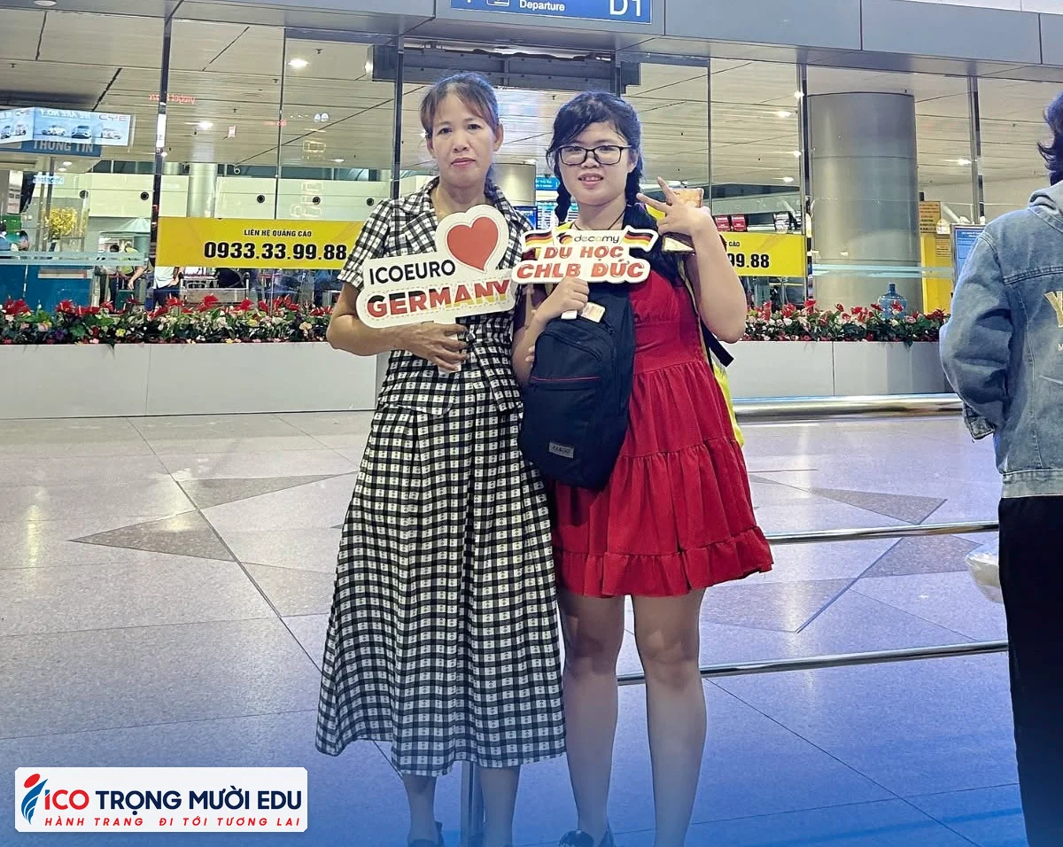 Hình ảnh tiễn bay và hành trình xuất cảnh của học viên Trọng Mười Edu/ICOEURO