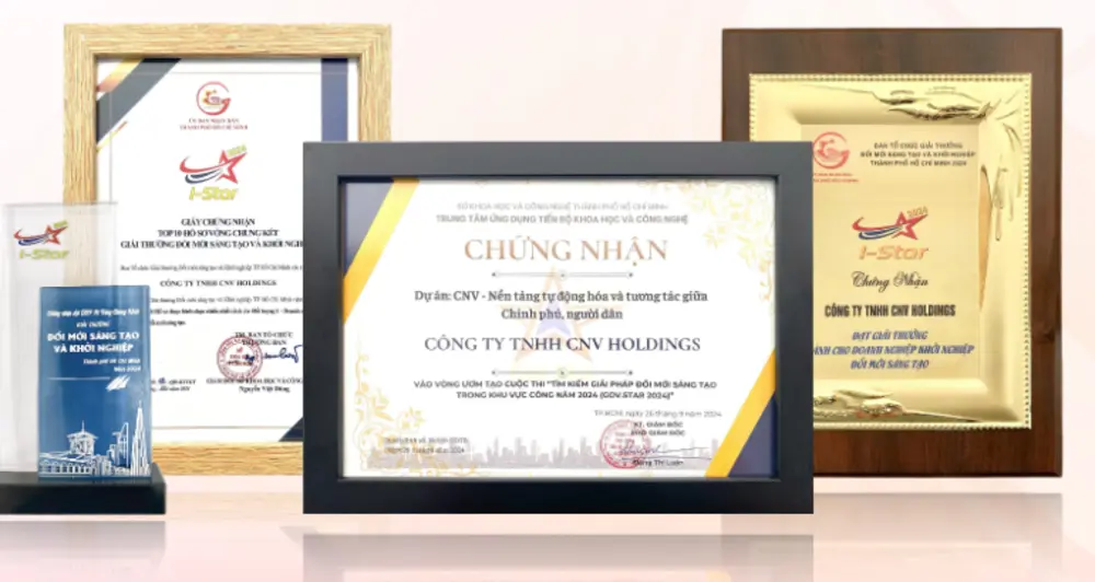 Chứng nhận CNV Holdings đạt 2 danh hiệu từ Sở Khoa học Công nghệ
