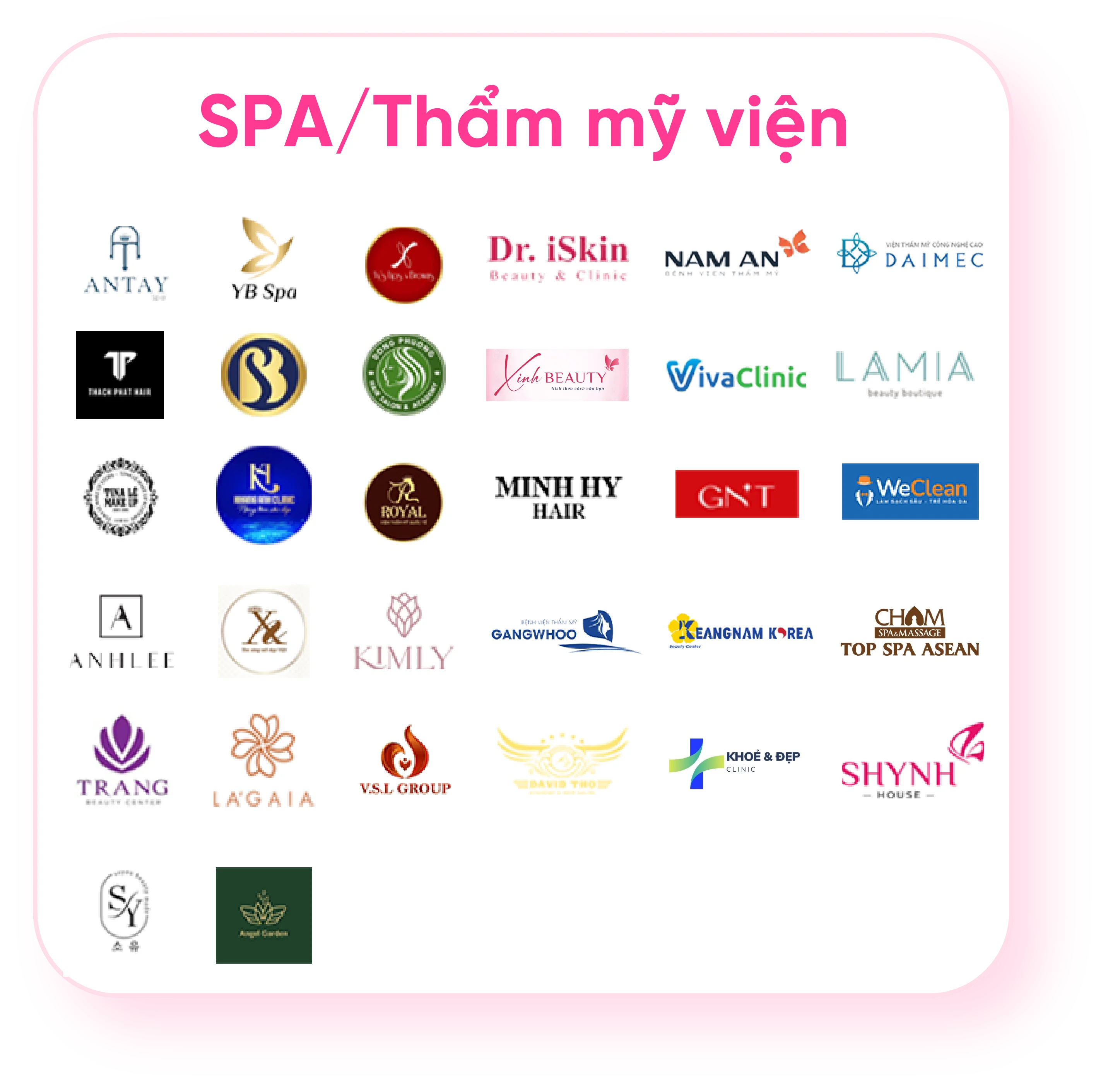 Một phần khách hàng CNV trong ngành spa và thẩm mỹ viện