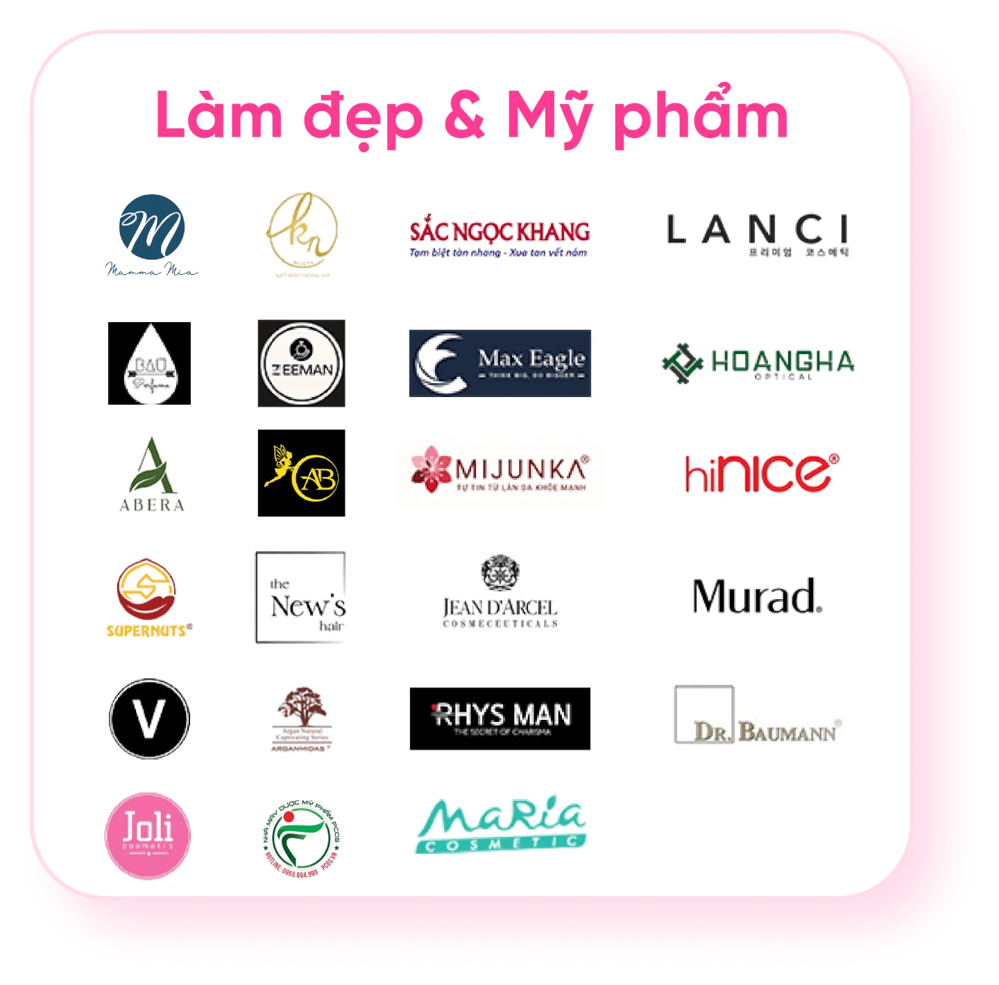 Một phần khách hàng CNV trong ngành làm đẹp và mỹ phẩm