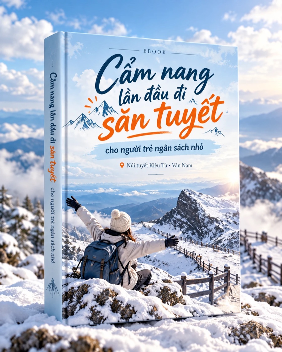 Bìa sách Cẩm nang lần đầu đi săn tuyết, cho người trẻ ngân sách nhỏ
