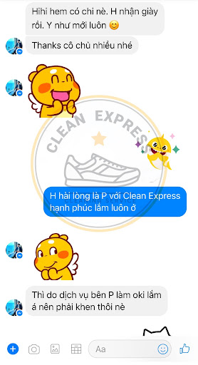 Tin nhắn phản hồi từ khách: Nhận giày rồi, y như mới luôn. Thanks cô chủ nhiều nhé