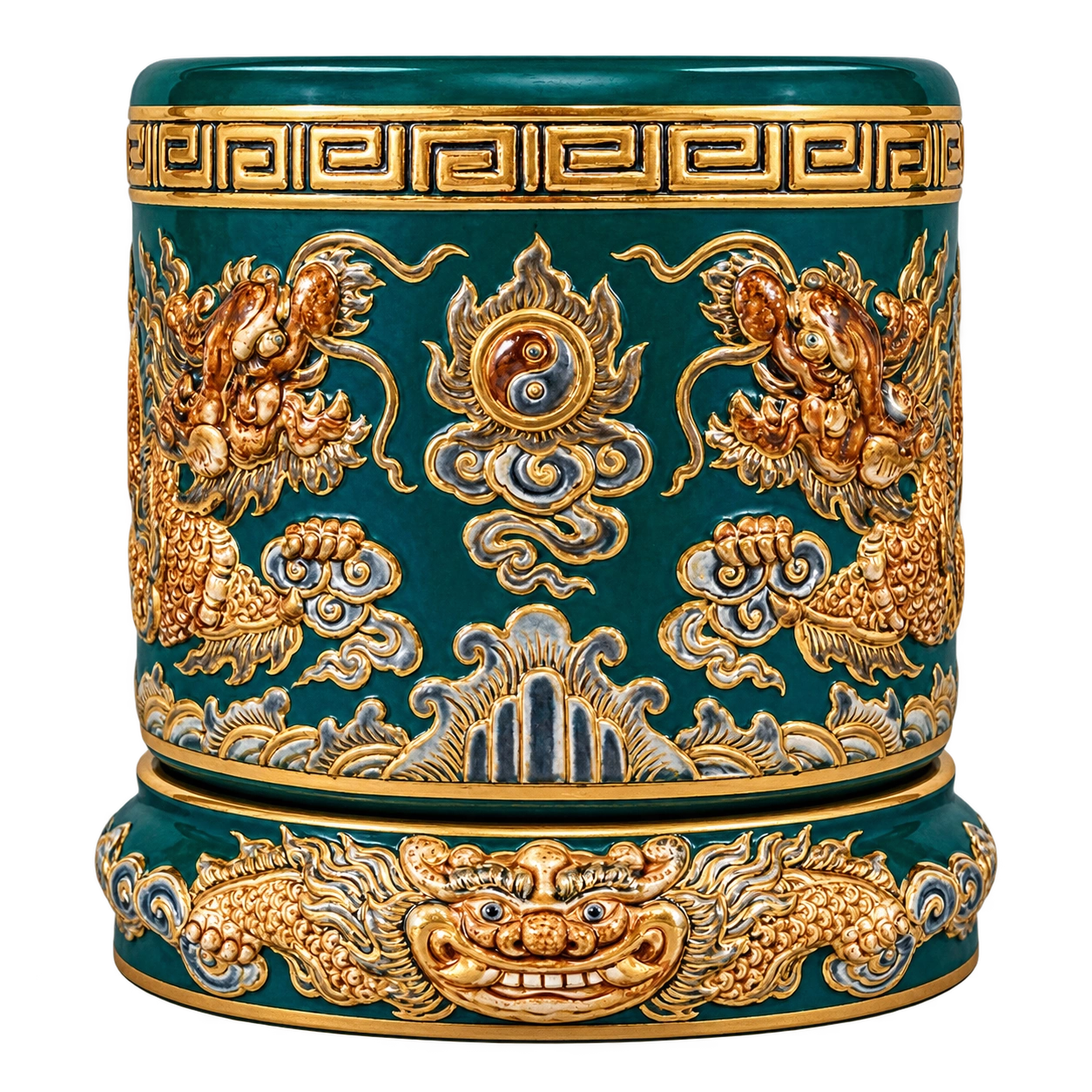 Bát hương Đắp nổi vẽ vàng - Mẫu 04