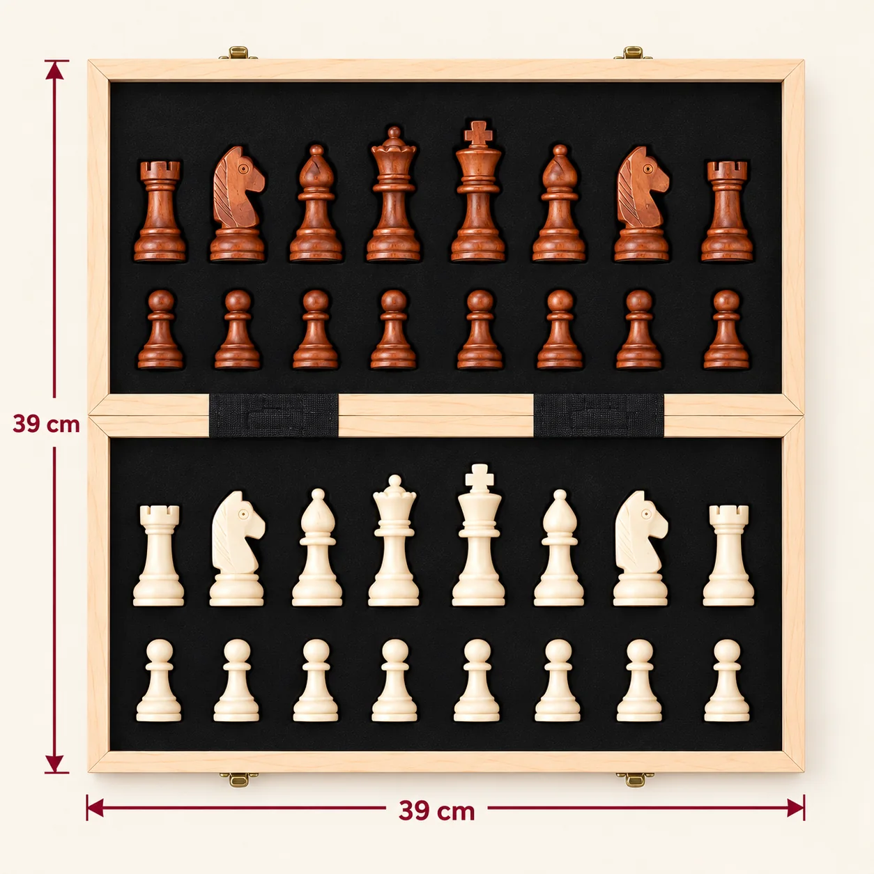 Hộp cất quân xoay thẳng, kích thước mở 39 × 39 cm