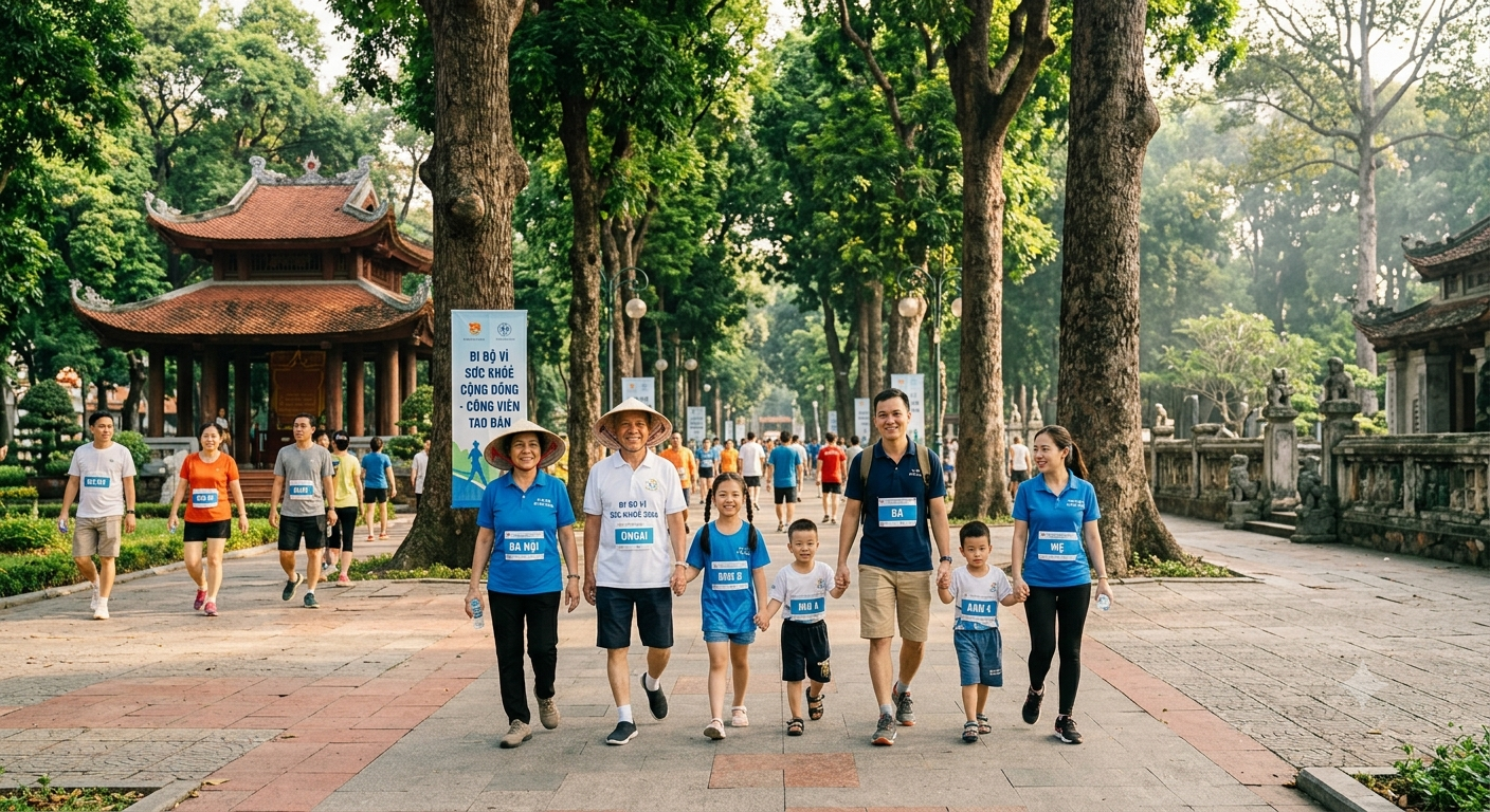 Gia đình chạy bộ cùng nhau