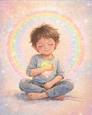 Cậu bé an trú trong cầu vồng