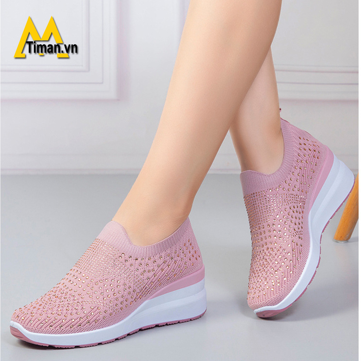 Giày lười vải nữ độn đế BN46