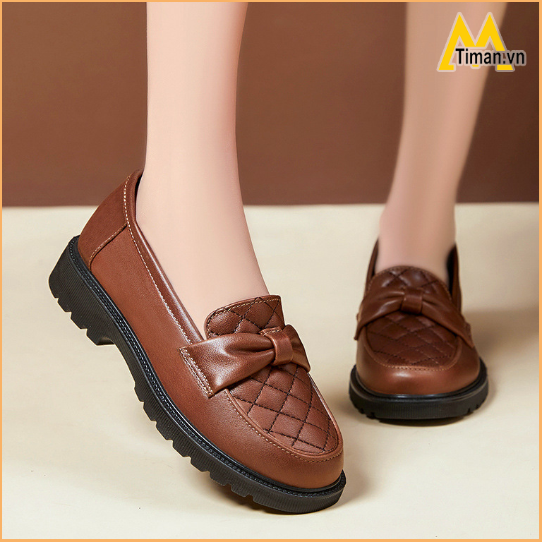 Giày lười da nữ độn đế GD38