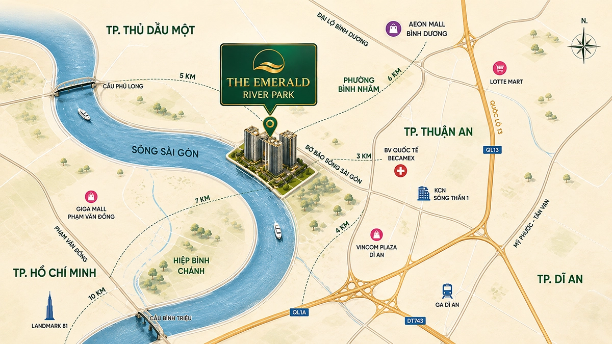 Bản đồ kết nối vùng The Emerald River Park