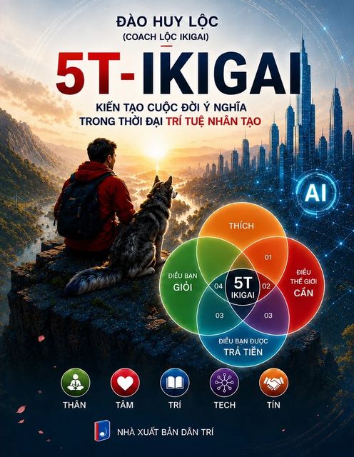 Bìa sách 5T-Ikigai – Kiến tạo cuộc đời ý nghĩa trong thời đại trí tuệ nhân tạo
