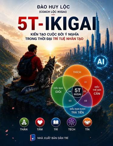Bìa sách 5T-Ikigai – Kiến tạo cuộc đời ý nghĩa trong thời đại trí tuệ nhân tạo