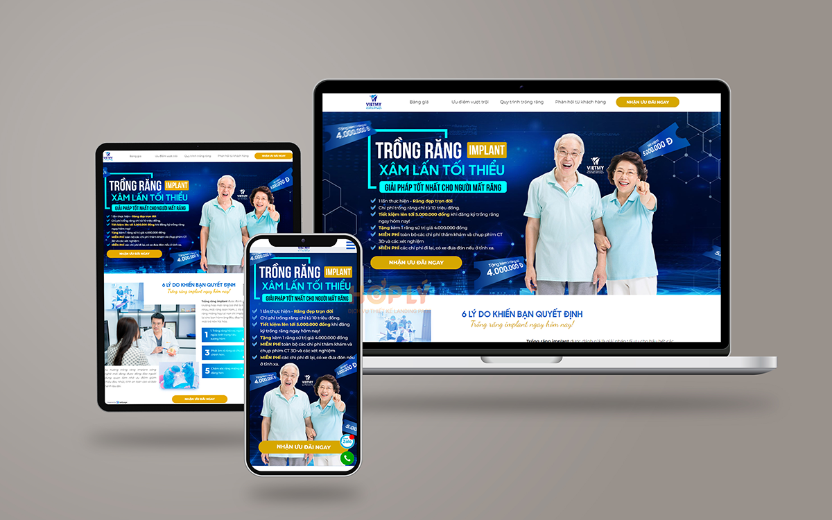 Landing page | Giao diện trồng răng implant | HOPLYVN triển khai