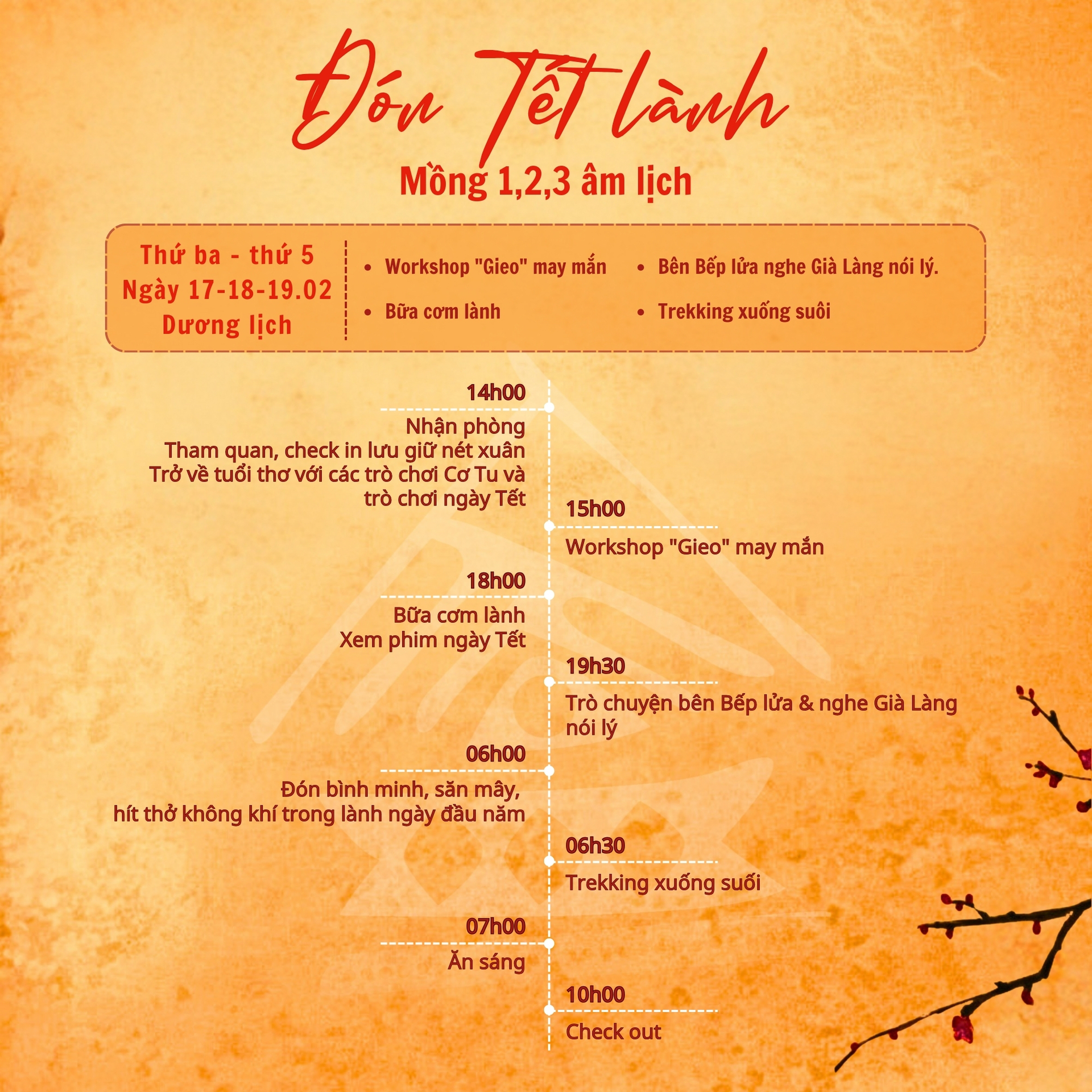 Lịch trình ngày "Đón Tết lành"