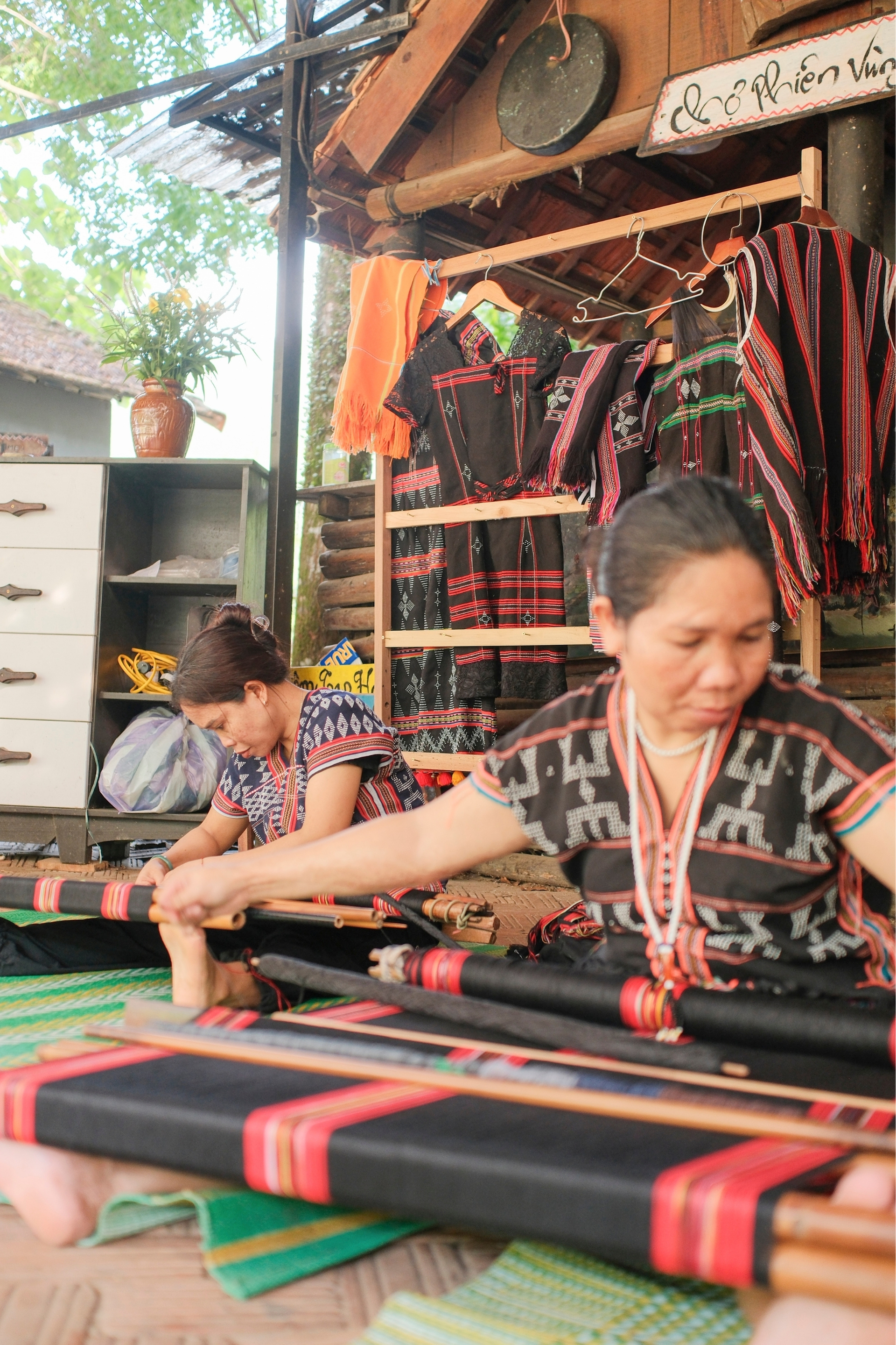 Wooden Loom Weaving Hands