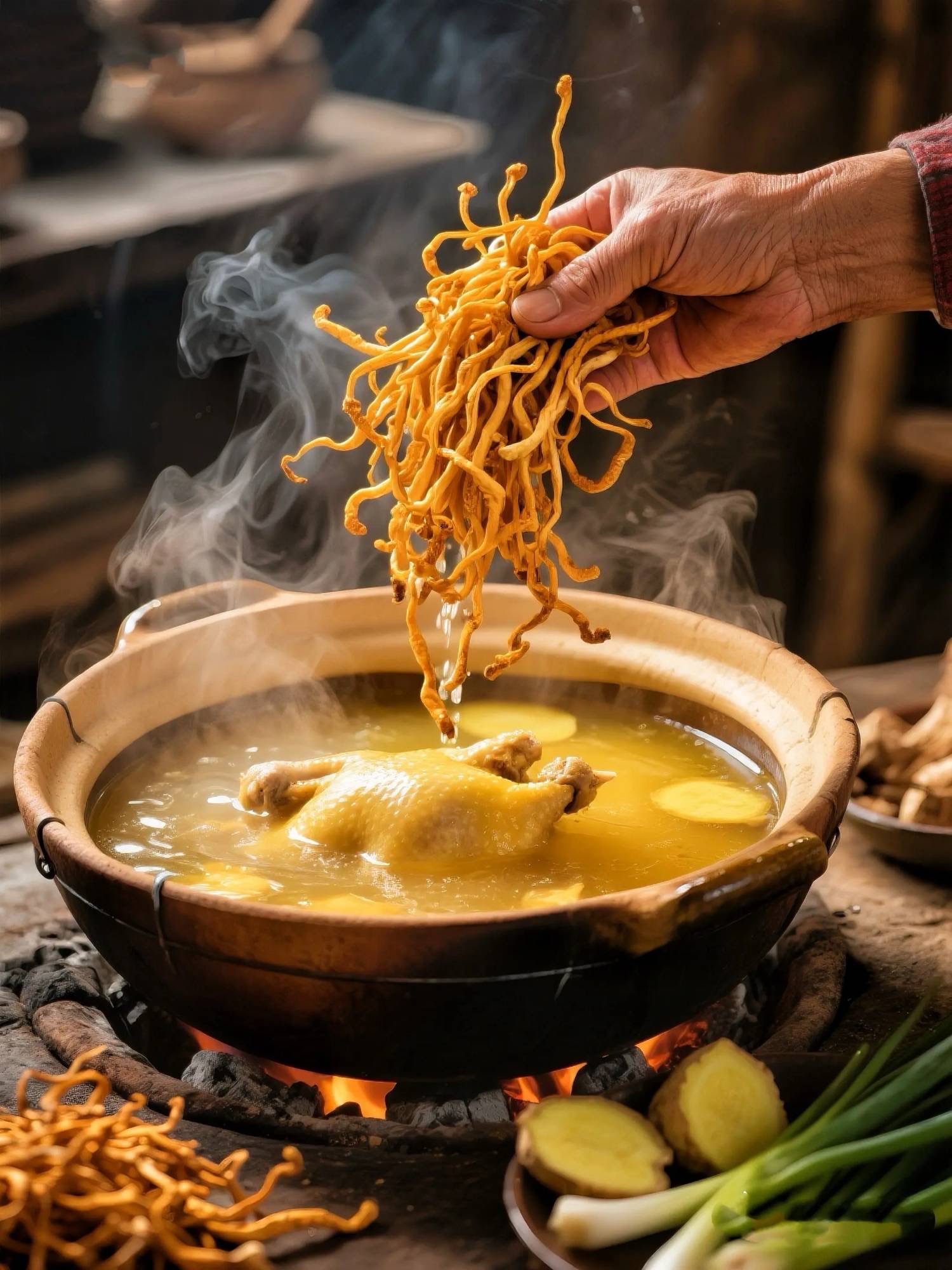 Hầm gà với đông trùng hạ thảo