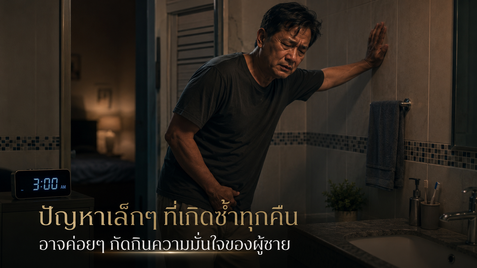 ชายวัยกลางคนเข้าห้องน้ำกลางดึก