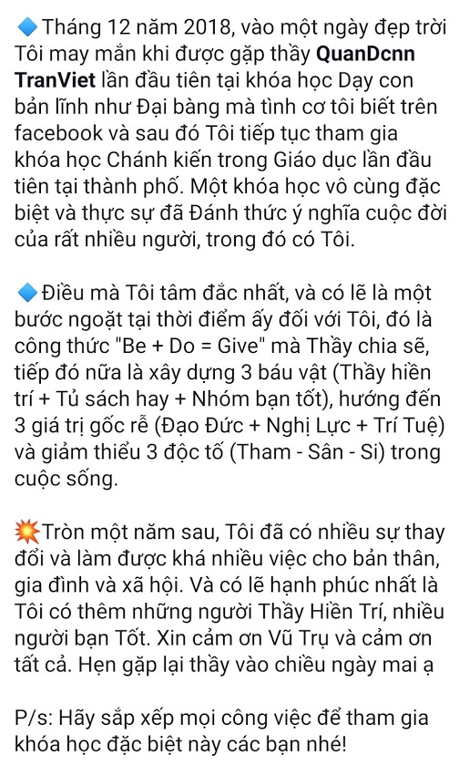 Cảm nhận học viên