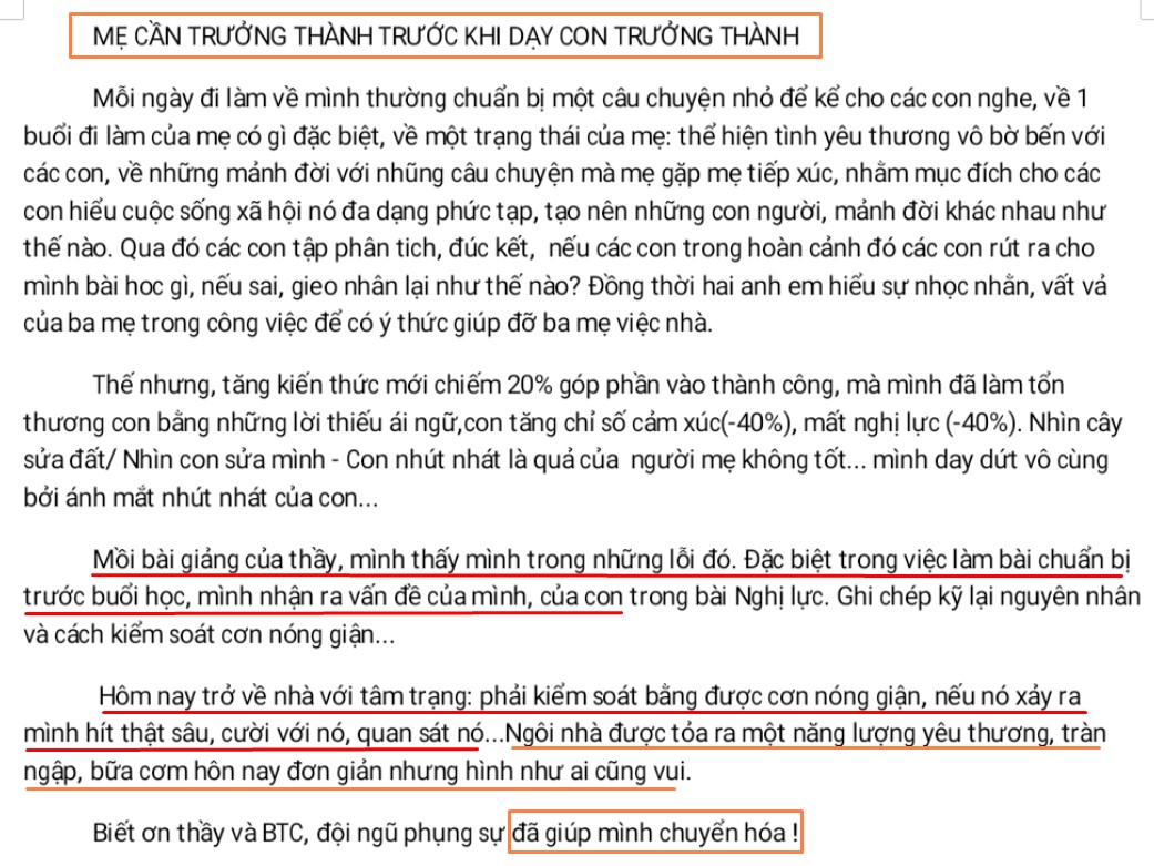 Cảm nhận học viên