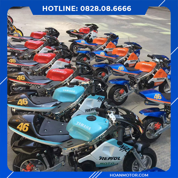 Xe moto mini 50 CC, 2 kỳ chạy xăng pha ít nhớt