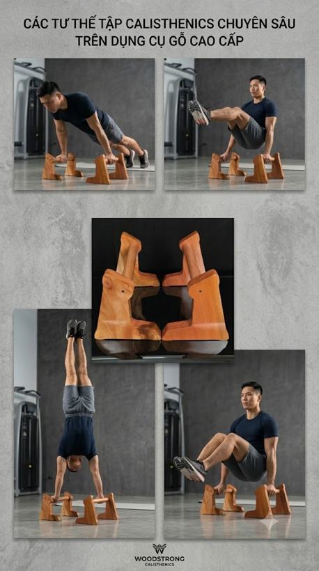 Các tư thế calisthenics với parallettes gỗ