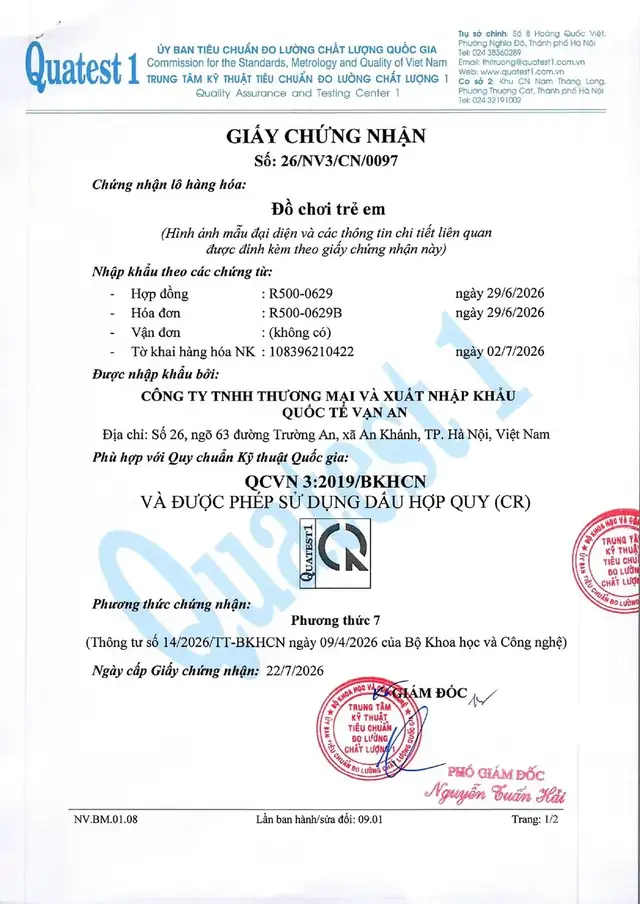 Trang 1 giấy chứng nhận sản phẩm