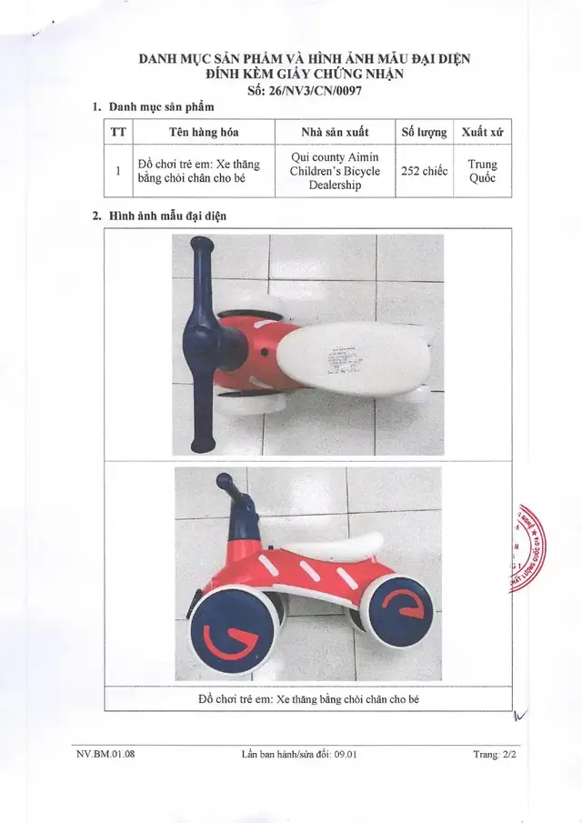 Trang 2 giấy chứng nhận và hình mẫu xe
