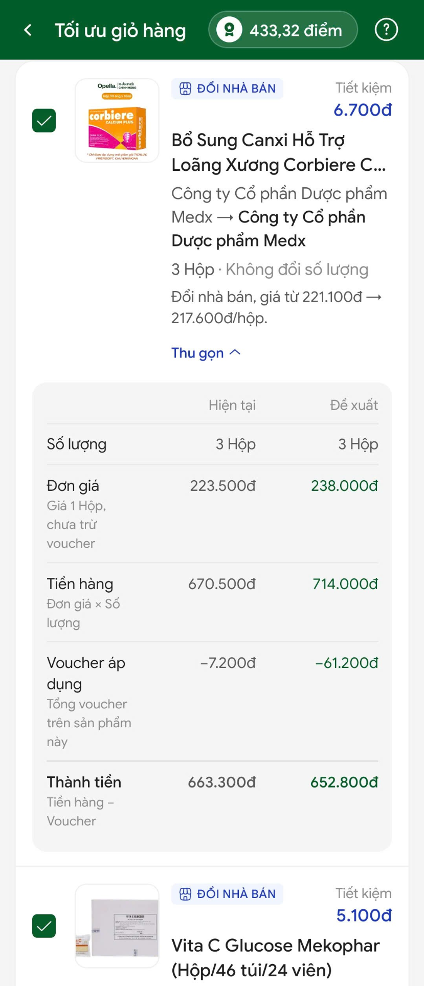 Đề xuất tìm nhà bán có giá sau voucher tốt hơn