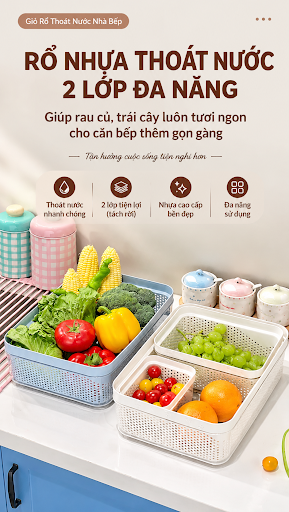 Rổ thoát nước 2 tầng nhà bếp