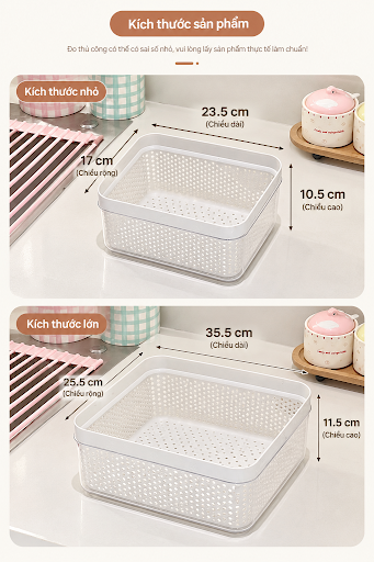 Kích thước rổ nhỏ và lớn