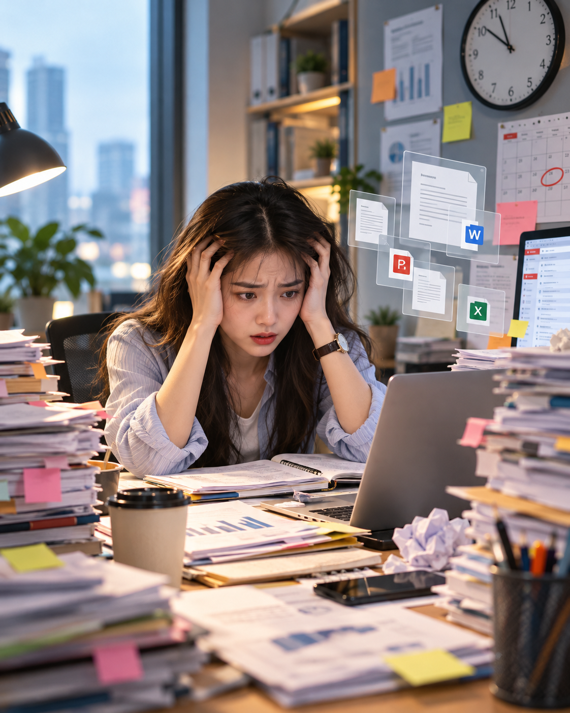 Người đi làm bị bủa vây bởi quá nhiều tài liệu